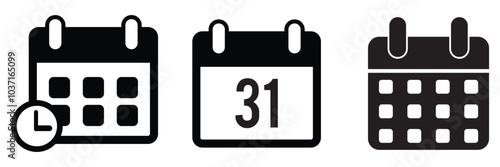 Calendar icon. Calendar planner icon collection. Reminder organizer event signs. Calendar notification icon. Business plan schedule. Stock vector