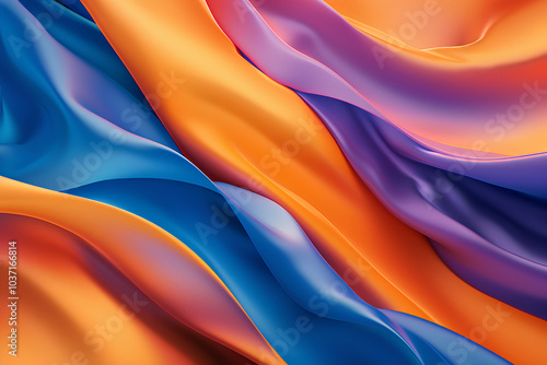 Colorful piece of fabric with blue and orange stripes