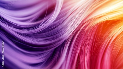 Vibrant abstract background with flowing curves in purple, pink, and orange hues, creating a dynamic and energetic visual effect reminiscent of colorful hair.