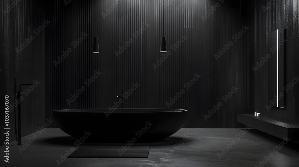 Minimalist Black Wooden Bathroom with Modern Fixtures and 3D Render Home Mockup Minimalist Black Wooden Bathroom with Modern Fixtures and 3D Render Home Mockup