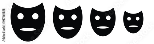 Mask icon. Surprised face mask, theatre human masks icons, vector logo design. Drama and comedy mask icon set. Vector illustration.