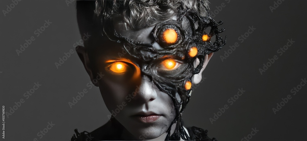 Grotesque Halloween Creature Portrait. AI generated illustration. Grotesque Halloween Creature Portrait. AI generated illustration.