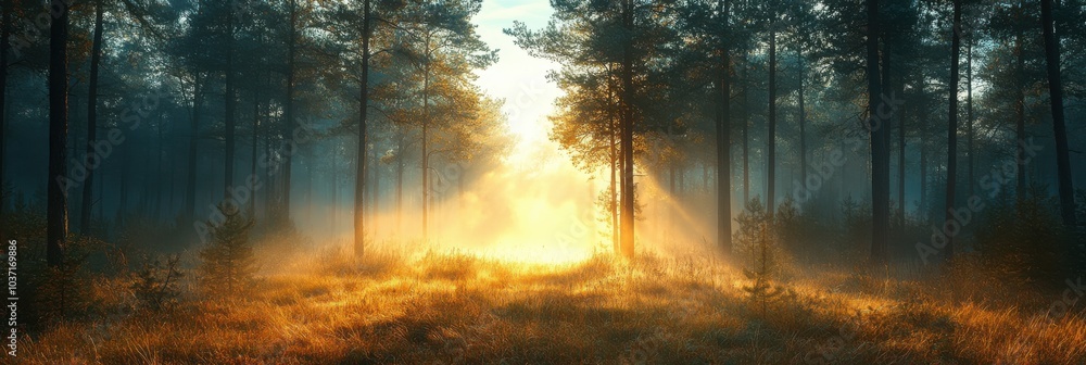 Serene Misty Pines, tranquil forest landscape, towering pine trees shrouded in soft mist, evoking calm and peaceful solitude Serene Misty Pines, tranquil forest landscape, towering pine trees shrouded in soft mist, evoking calm and peaceful solitude
