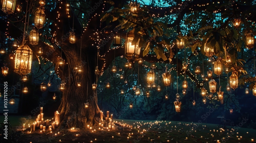 Obraz premium Enchanted Tree with Lights