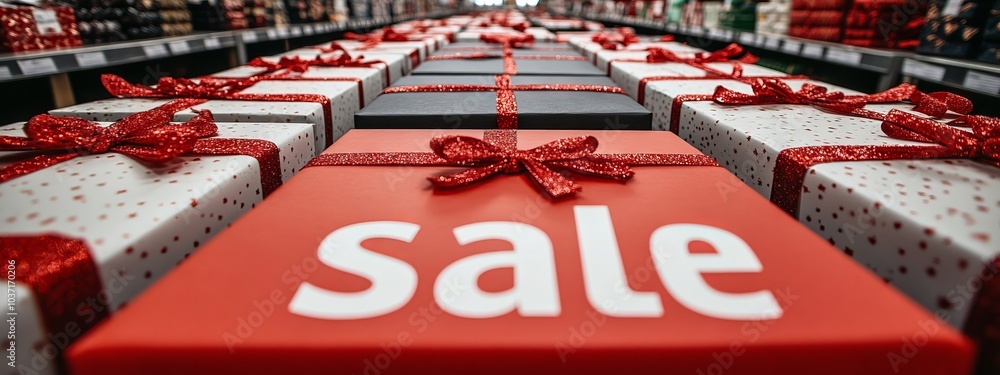 Obraz premium gift boxes with the inscription sale.