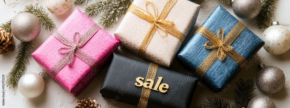 Fototapeta premium gift boxes with the inscription sale.