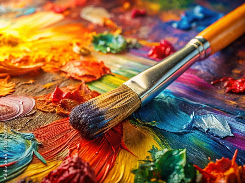 Fototapeta premium Close-Up of a Vibrant Abstract Painting Showcasing Bold Colors and Textures for Art Enthusiasts