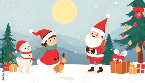 Wallpaper Mural santa claus and christmas tree Torontodigital.ca