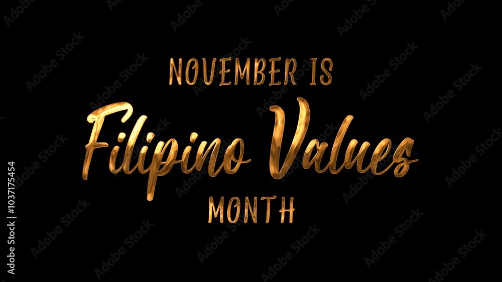 Filipino Values Month Text Animation on Gold Color. Great for Filipino Values Month Celebrations, for banner, social media feed wallpaper stories. Filipino Values Month Text Animation on Gold Color. Great for Filipino Values Month Celebrations, for banner, social media feed wallpaper stories.