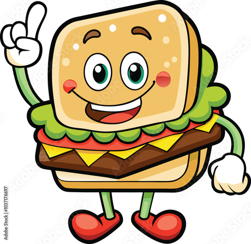 Happy Burger Cartoon Character 