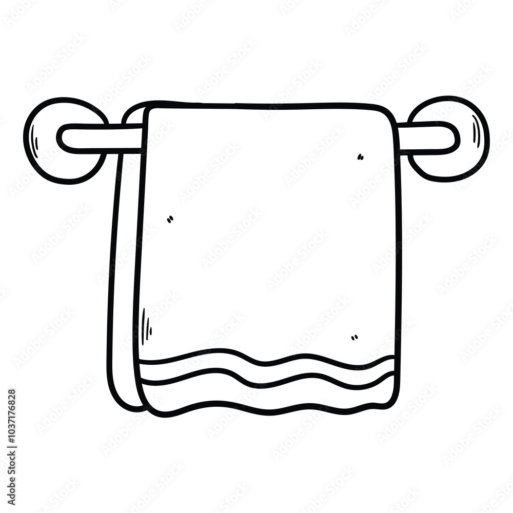 Hand drawn doodle towel on the rack on a white background. Hand drawn doodle towel on the rack on a white background.