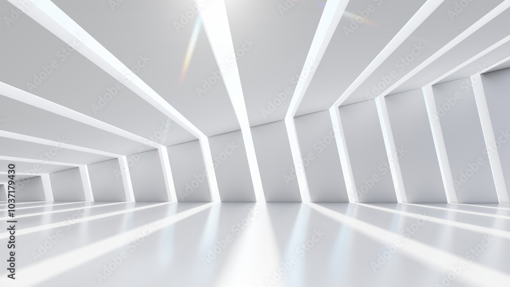 Obraz premium Architecture interior background white geometric pattern of design 3d render