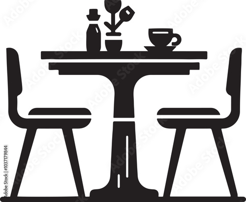 Create a simple table silhouette vector style with white background.