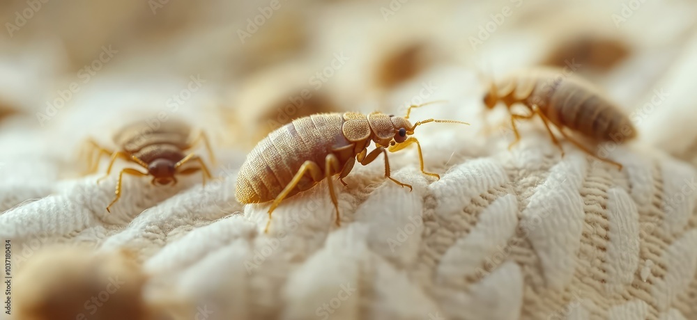 Widespread bed bug infestation in a hotel room. AI generated illustration. Widespread bed bug infestation in a hotel room. AI generated illustration.