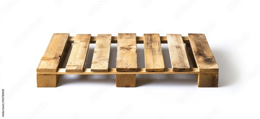 Wooden pallet cutout on white background. AI generated illustration. Wooden pallet cutout on white background. AI generated illustration.