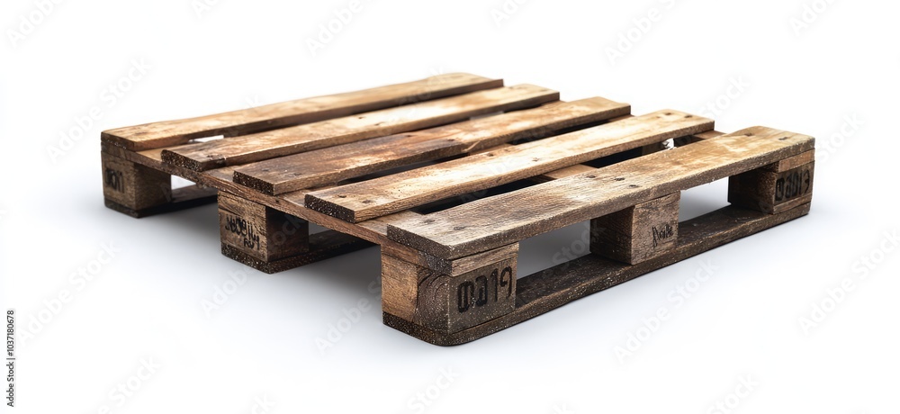 Wooden pallet cutout on white background. AI generated illustration. Wooden pallet cutout on white background. AI generated illustration.