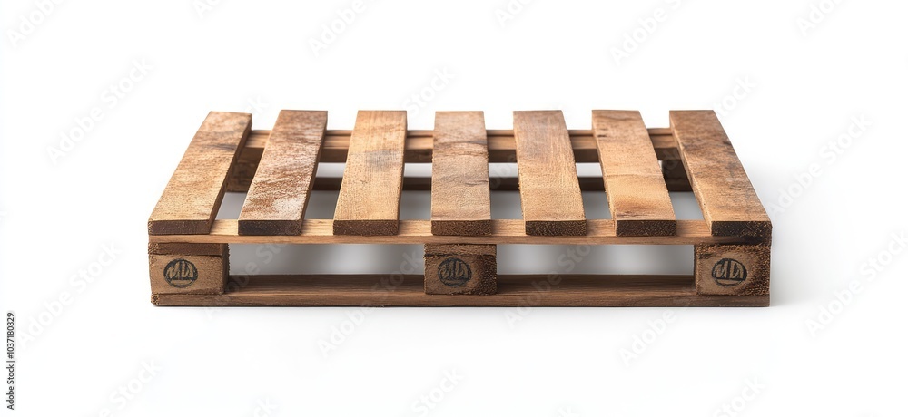 Wooden pallet cutout on white background. AI generated illustration. Wooden pallet cutout on white background. AI generated illustration.