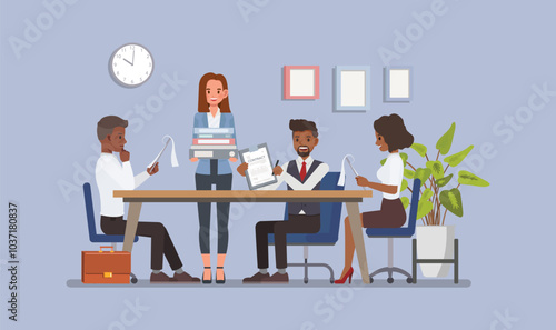 Business Negotiation concept. Bussiness people character vector illustration design.