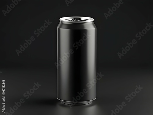 Black beverage drink soda can mockup on black background. Soda can mock up for advertisement