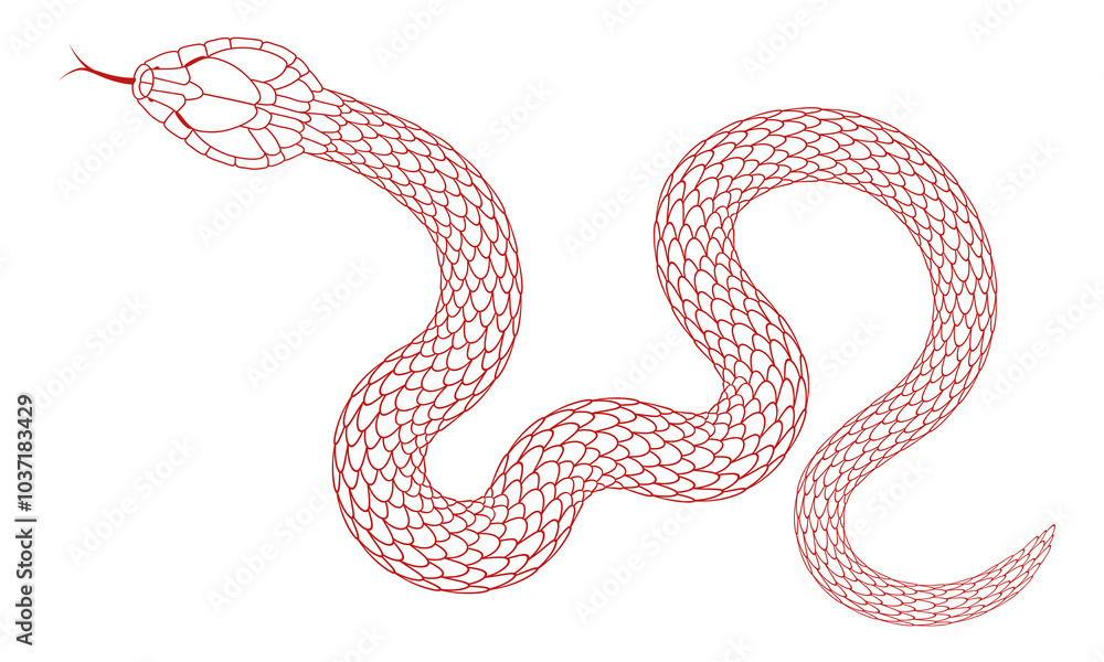 Obraz premium cartoon snake pattern with red line stroke