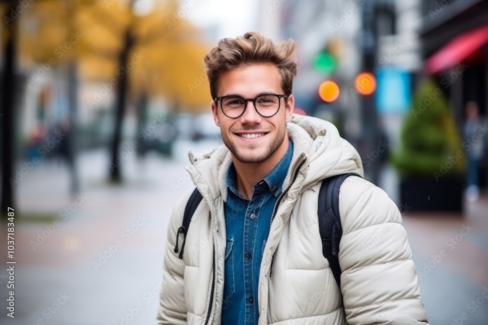 Portrait of a handsome young man with eyeglasses, outdoor Portrait of a handsome young man with eyeglasses, outdoor