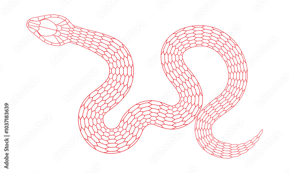 Obraz premium cartoon snake pattern with red line stroke