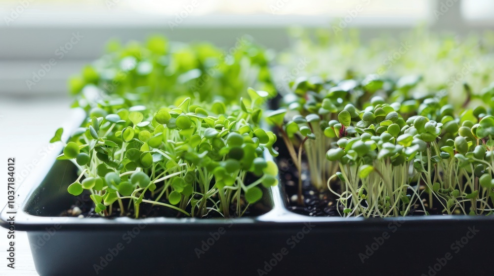 Fresh Microgreens Growing in a Tray Fresh Microgreens Growing in a Tray