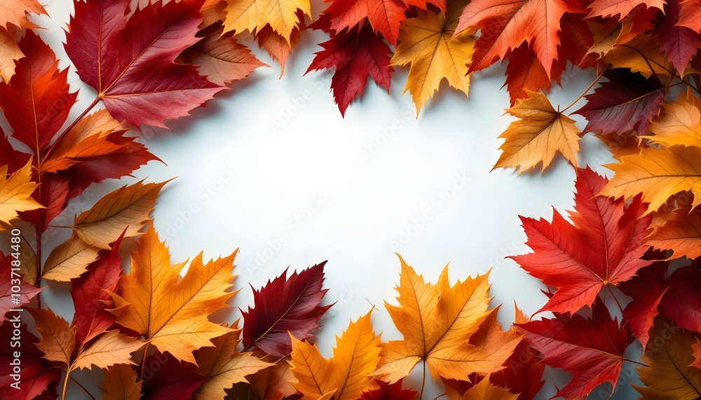 Fototapeta premium frame of colorful autumn leaves isolated on white background