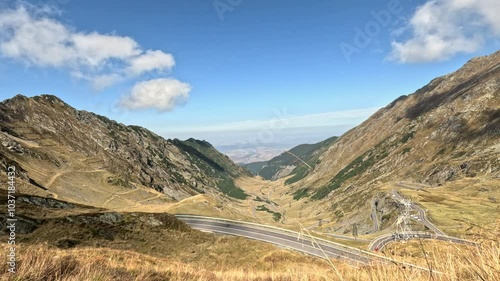 View of Transfagarasan road from top of the mountain