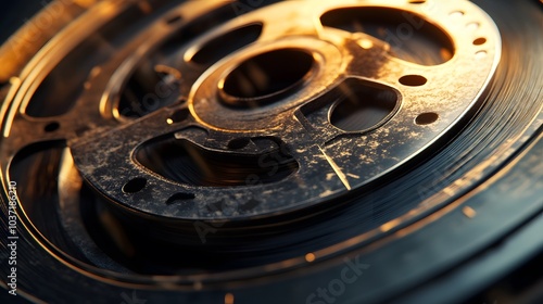 Wallpaper Mural A detailed close-up of a film reel with realistic light reflections capturing both the nostalgia and intricate design of the vintage item Torontodigital.ca
