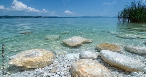 Landscape view around Ödensee. Nature in a clean swimming lake.