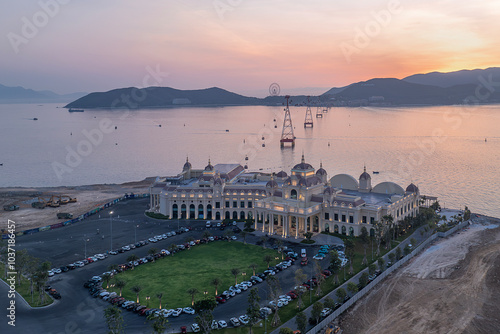 July 12, 2024: view of Hon Tre island in Nha Trang city, Vietnam at dawn photo