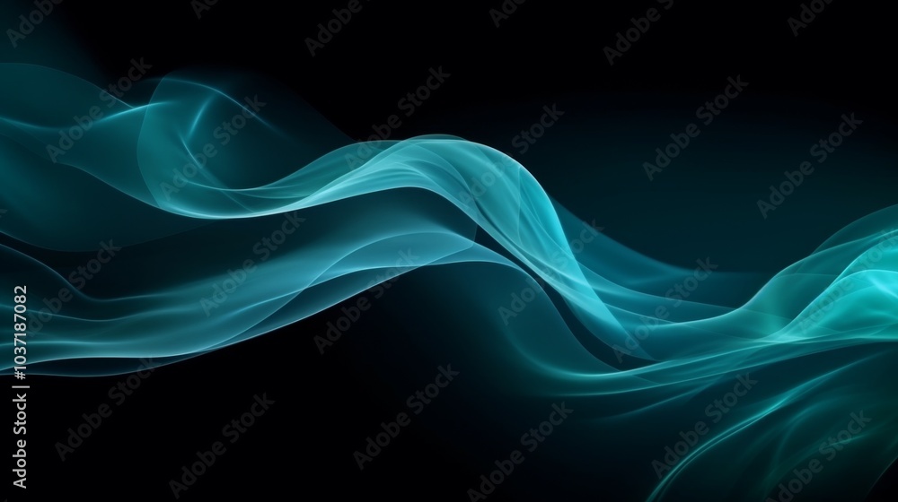 Abstract bright 3d blurred background, wallpaper, template, with gradient, transparent smoke, fog as smooth waves, on dark background with glow, blue, for design article, wall, storis, presentation Abstract bright 3d blurred background, wallpaper, template, with gradient, transparent smoke, fog as smooth waves, on dark background with glow, blue, for design article, wall, storis, presentation