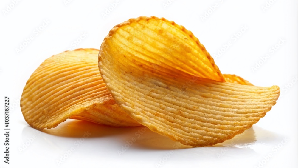 Crunchy Potato Chips Isolated on White Background for Snack Photography and Food Marketing Crunchy Potato Chips Isolated on White Background for Snack Photography and Food Marketing
