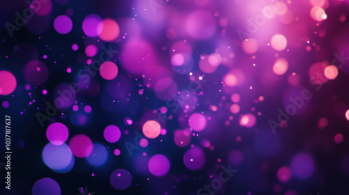 Vibrant purple and pink bokeh lights on dark background for festive ambiance