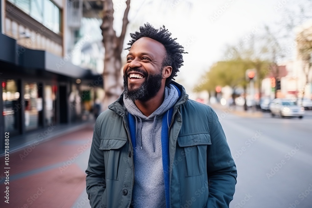 Portrait of a handsome african american man smiling in the city Portrait of a handsome african american man smiling in the city