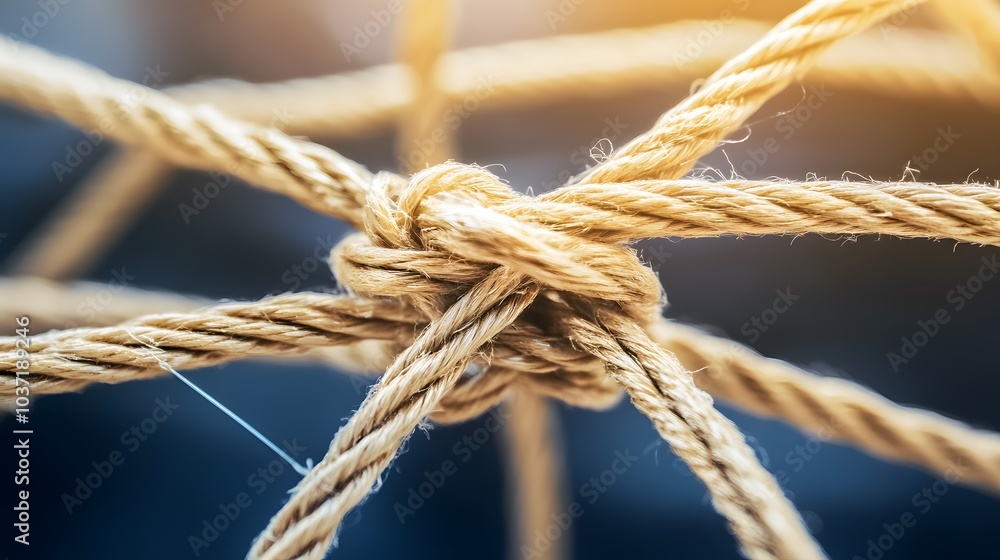 Complex web of interconnected ropes symbolizing intricate business relationships and antitrust challenges, with a focused foreground rope representing the effort to break monopolies. Complex web of interconnected ropes symbolizing intricate business relationships and antitrust challenges, with a focused foreground rope representing the effort to break monopolies.