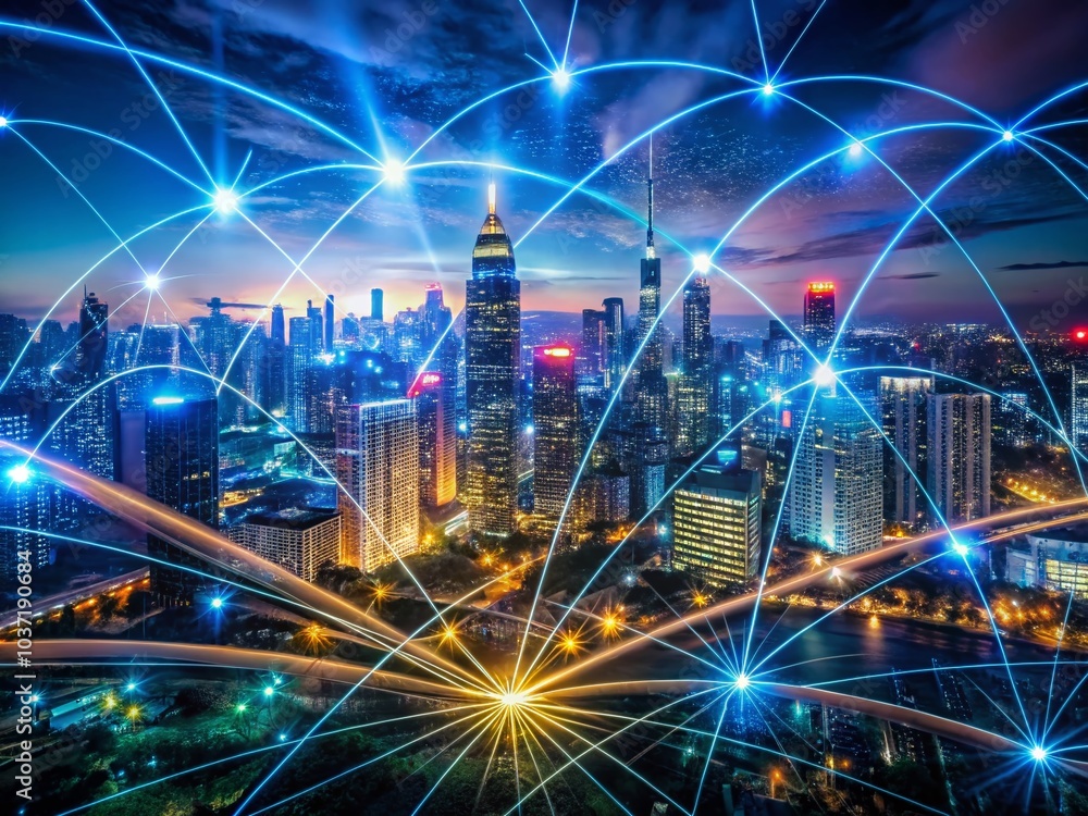 Fototapeta premium Cutting-Edge Connection Network Technology Design for Enhanced Communication and Data Transfer