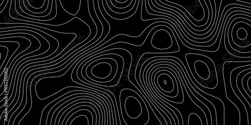 Abstract multicolor on black background with Topographic line map pattern. Topographic map lines, contour background. wavy and curved lines background. Geographic map .