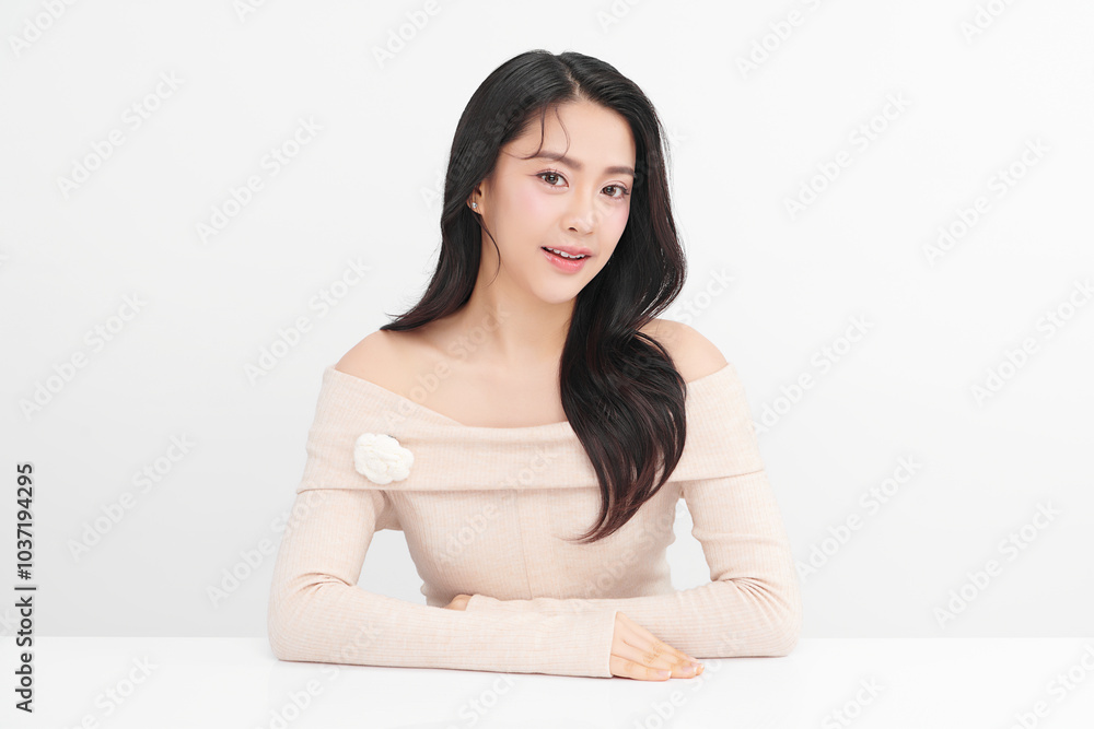 Beautiful young asian woman with clean fresh skin on white background, Face care, Facial treatment, Cosmetology, beauty and spa, Asian women portrait. Beautiful young asian woman with clean fresh skin on white background, Face care, Facial treatment, Cosmetology, beauty and spa, Asian women portrait.