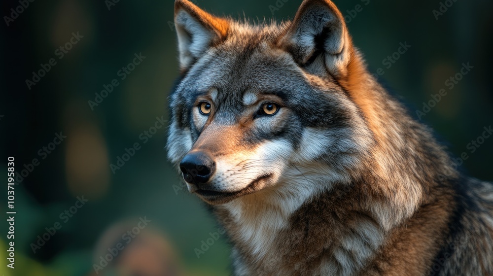 A close-up of a wolf in a natural setting, showcasing its striking features and gaze. A close-up of a wolf in a natural setting, showcasing its striking features and gaze.