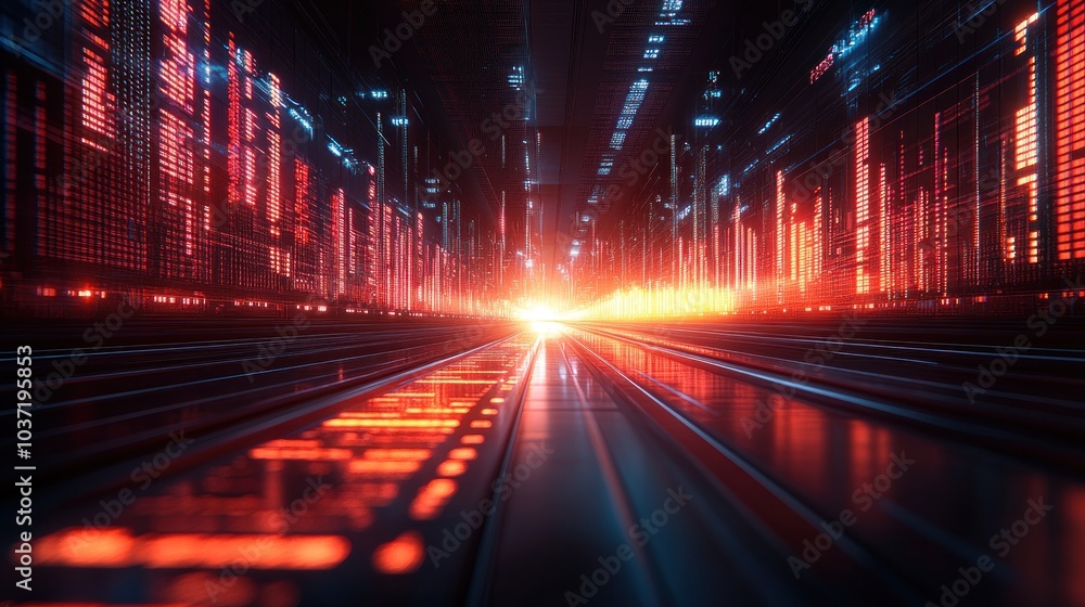 A futuristic digital landscape with glowing data streams and vibrant colors. A futuristic digital landscape with glowing data streams and vibrant colors.