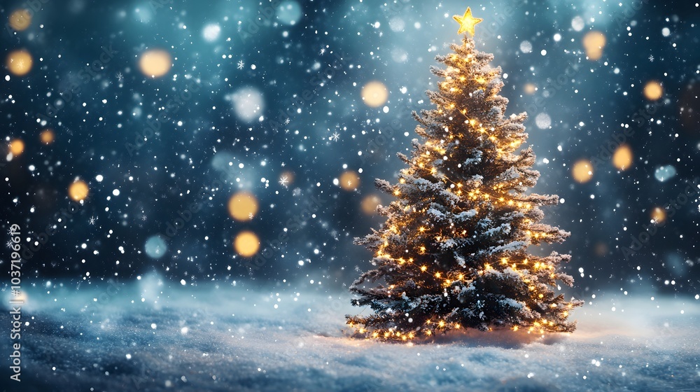 A Christmas Tree Standing in a Snowy Landscape A Christmas Tree Standing in a Snowy Landscape