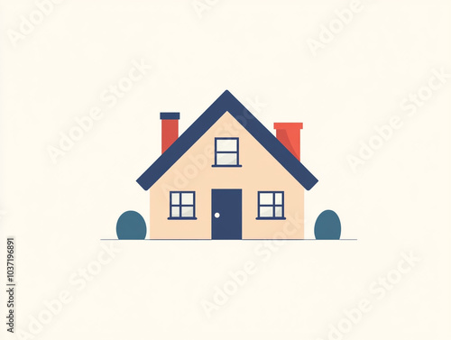 Wallpaper Mural Flat logo of a simple house, minimal graphic design with a pastel color palette and white background.  Torontodigital.ca