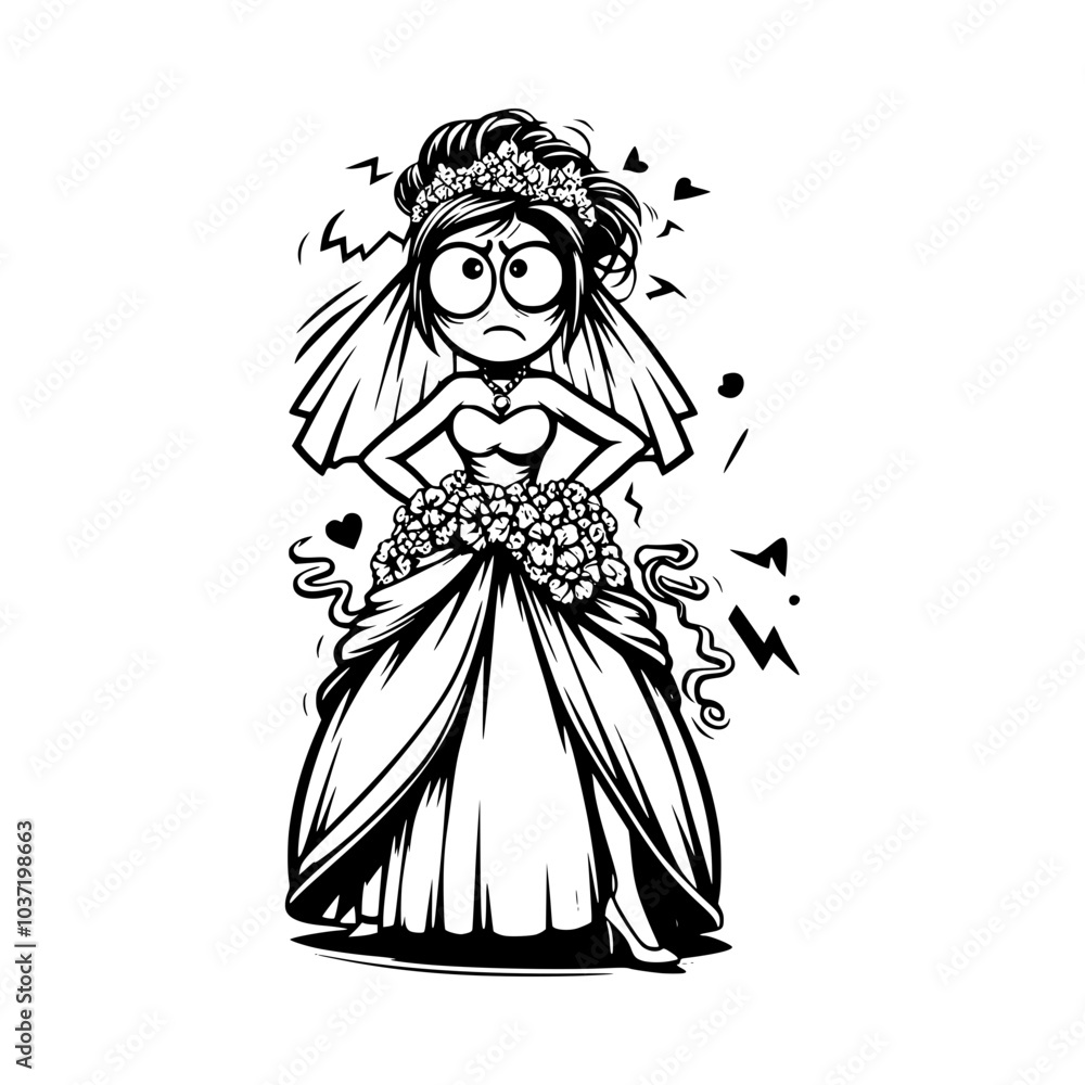 Fototapeta premium Frazzled Bride on her Wedding Day