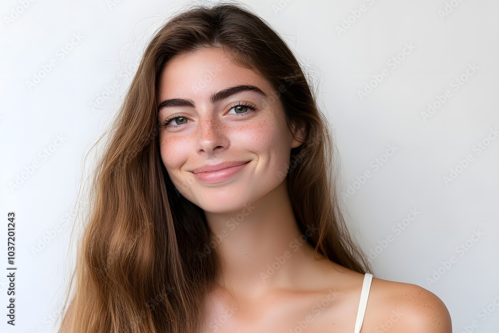 Young Pretty caucasian woman isolated on white background with happy expression. Close up portrait Young Pretty caucasian woman isolated on white background with happy expression. Close up portrait