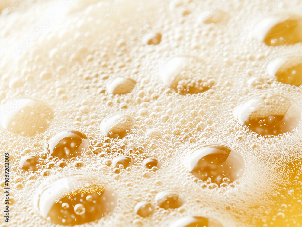Close up background of beer with bubbles in glass Close up background of beer with bubbles in glass