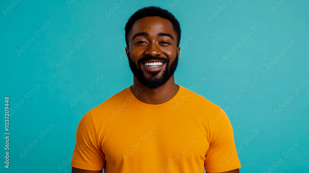 An attractive man, smiling with short black hair and beard stubble. An attractive man, smiling with short black hair and beard stubble.