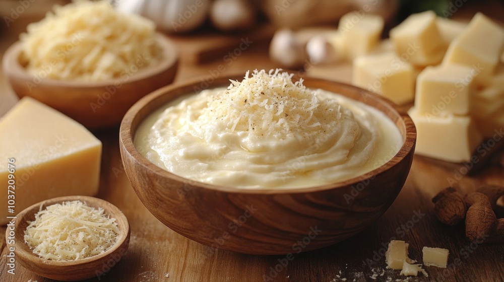 Creamy bechamel sauce with cheese. Creamy bechamel sauce with cheese.