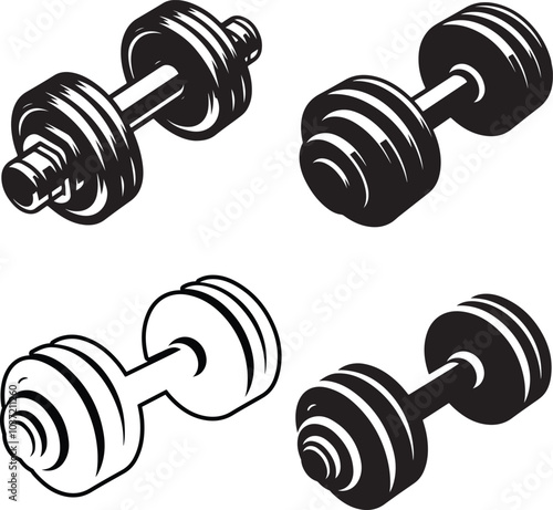 Gym dumbbell isolated vector art on white background